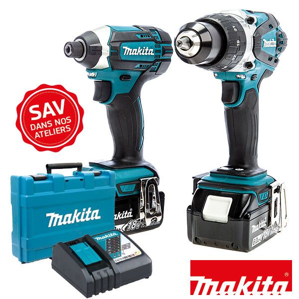 1 Visseuse à chocs + 1 Perceuse visseuse à percussion 18V LXT MAKITA